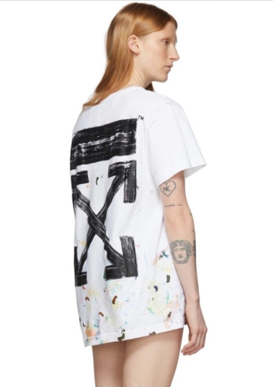 Off-White Womens SSENSE Exclusive White And Multicolor Paint Splatter T-Shirt S